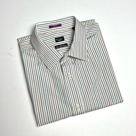 Paul Smith London Cotton Shirt Button Down White Striped Made in Italy 16,5 (42) - Picture 2 of 13